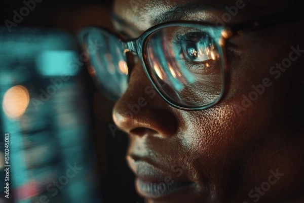 Fototapeta Man looking at a computer monitor