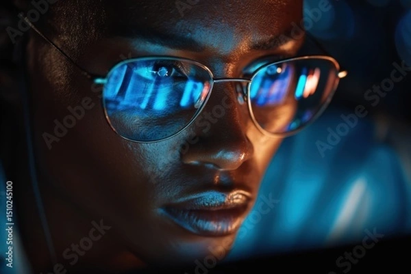 Fototapeta Man looking at a computer monitor