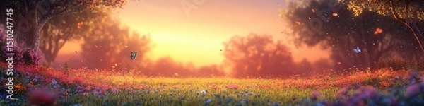 Obraz beautiful nature. butterflies are flying.