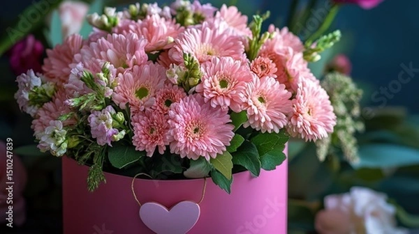 Obraz Beautiful pink box with pink flowers.