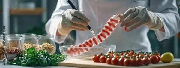 Obraz A scientist analyzes a food DNA sample.