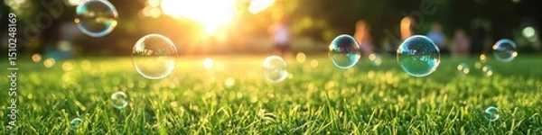 Obraz soap bubbles in the park children