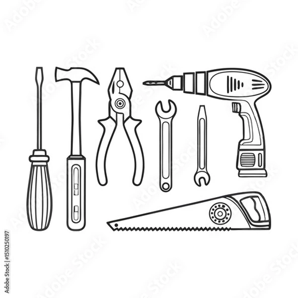 Fototapeta Set of Hand Tools for DIY Projects.