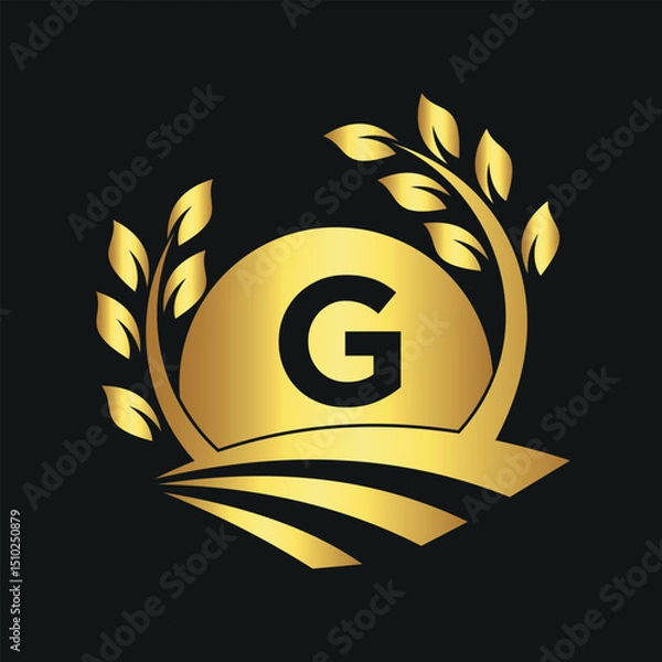 Obraz Initial Sunshine Farm Logo combine with letter G vector template