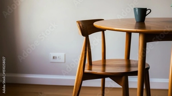 Fototapeta Wooden chair and table in home living space