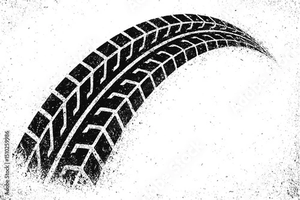Obraz Tire track mark wheel vector pattern. Tyre car tread print texture race bicycle trace sign grunge stamp.