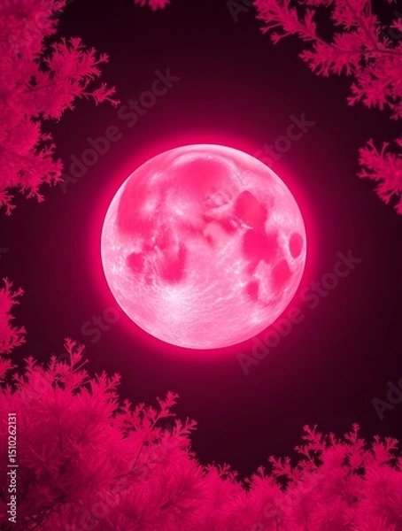 Obraz Beautiful moon fantasy, with colorful glow, at night 