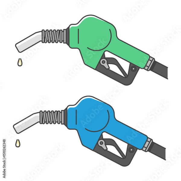 Obraz イラスト素材:ガソリン給油ノズル 軽油・ディーゼル燃料&灯油 (注意:国により色が異なる)