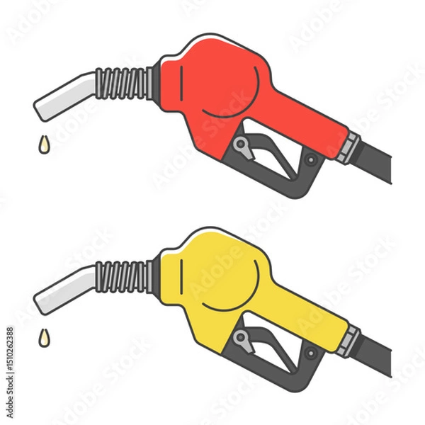 Obraz イラスト素材:ガソリン給油ノズル レギュラーガソリン&ハイオクガソリン (注意:国により色が異なる)