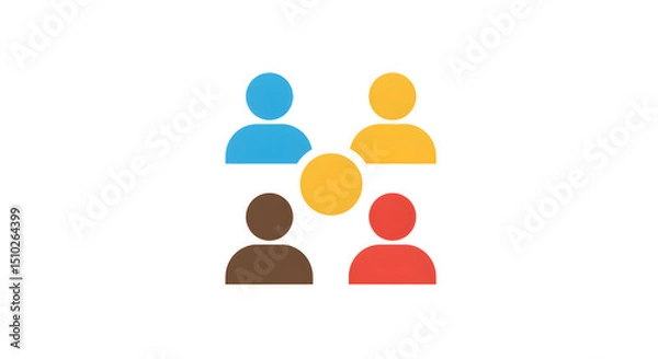 Fototapeta Diverse Group of People Icon with Colorful Human Figures and Central Circle