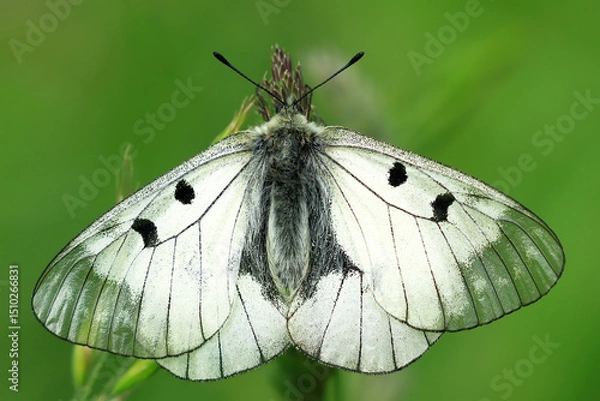 Fototapeta Clouded Apollo, Parnassius mnemosyne, protected species of buttefly