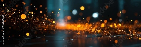 Obraz Glowing orange and blue abstract light particles in motion