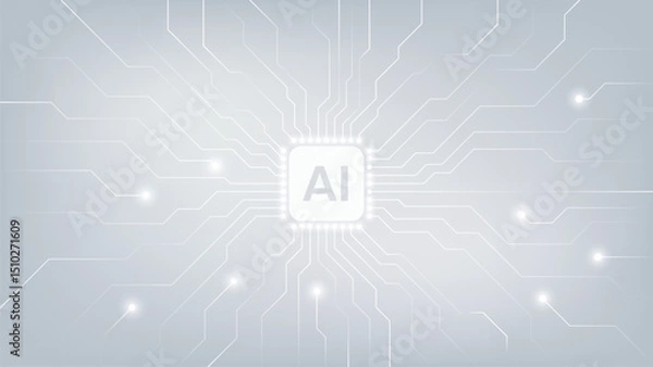 Fototapeta AI Circuit Vector with Digital Technology Electronic Data Network and AI Computer Background.