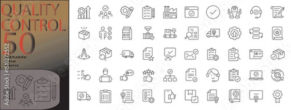 Fototapeta  quality control line editable icon set. Editable stroke. Vector illustration	