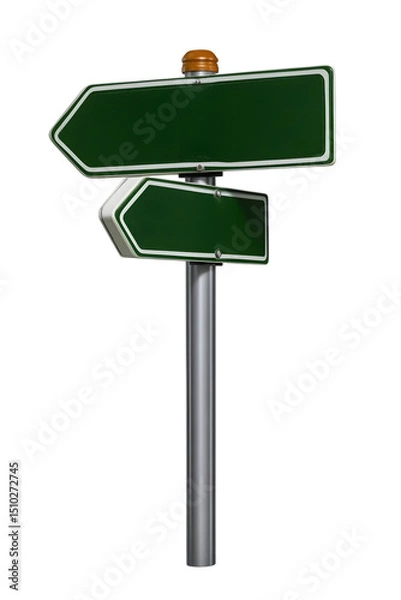 Fototapeta blank directional arrows isolated on white. Tourist road direction pointer, close-up. Ai Generated Images