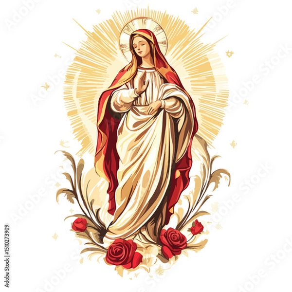 Obraz Saint Virgin Mary Catholic Religious Image Vector for Artwork and Design Projects