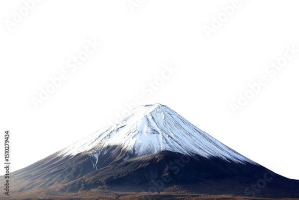 Fototapeta Mount Fuji mountain isolated on white, perfect for Asian landscapes and natural wonders content