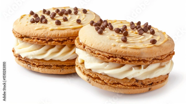 Obraz Tasty sandwich cookies with cream isolated on white