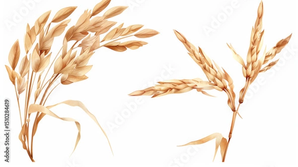 Obraz Wheat ears isolated on white background. Package design element with clipping path. Full depth of field 
