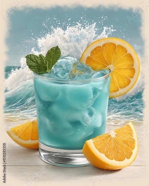 Obraz Ocean Breeze Cocktail A Refreshing Summer Drink Delight