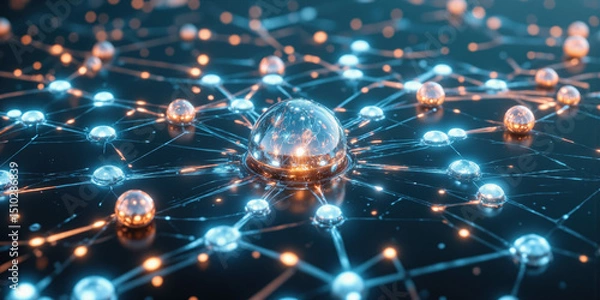 Fototapeta Liquidity Risk Cascade Financial interdependencies visualized as a network of connected pools where disruption in one area triggers potential chain