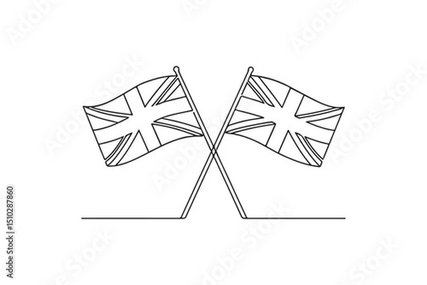 Obraz Union Jack flags continuous one line drawing minimalism design