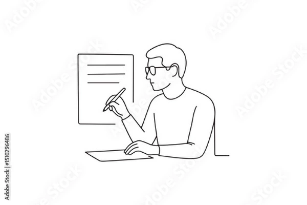 Obraz Article Writing icon continuous one line drawing minimalism design