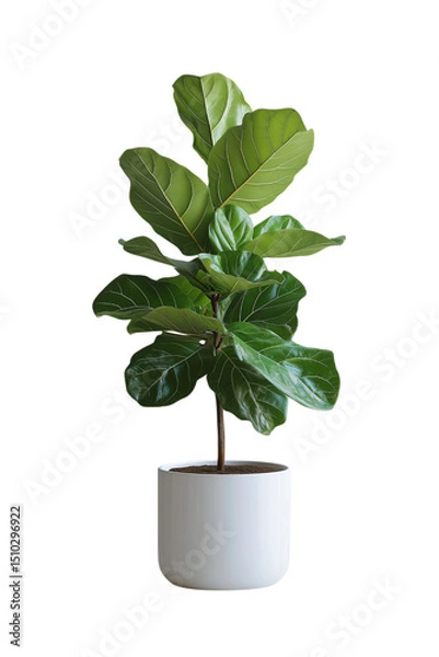 Obraz Fresh fiddle leaf fig tree in pot isolated, great for home design marketing and online shops.