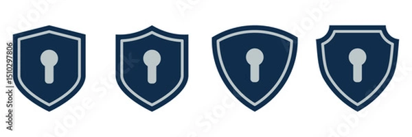 Fototapeta Colored Shield Icon with Keyhole Symbol. Digital Protection Emblem for Cyber Security, Privacy Lock, Login Safety, and Data Access Interface