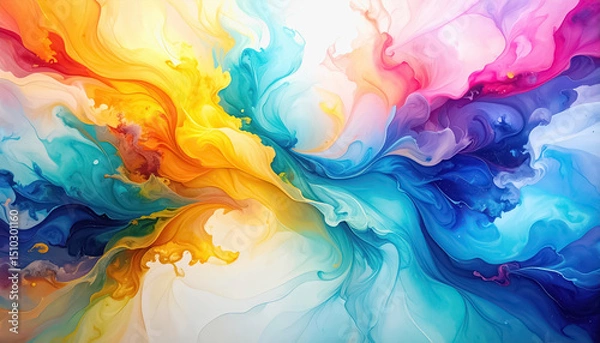 Fototapeta Colorful paint swirling and blending seamlessly to evoke movement and energy in a soft focus artistic approach