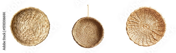 Fototapeta Set of Woven Natural Baskets PNG – Handmade Rustic Storage Baskets Isolated on Transparent Background for Home Decor, Organization, and Eco-Friendly Lifestyle Projects