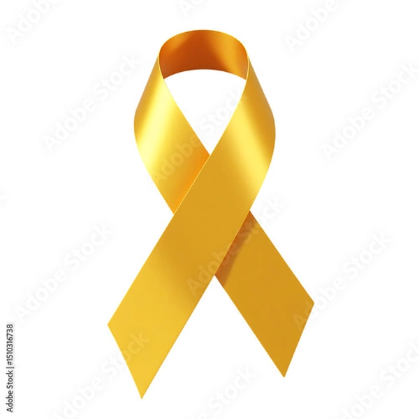 Fototapeta Gold ribbon isolated on transparent background for awareness and support