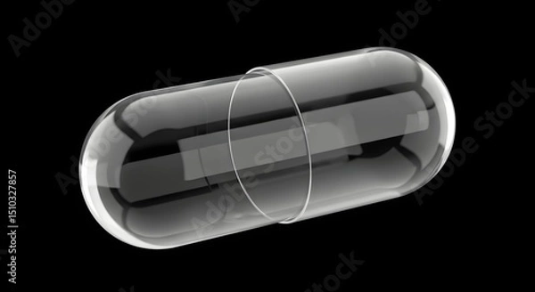 Obraz Transparent capsule with a smooth surface set against a black background showcasing modern pharmaceutical design
