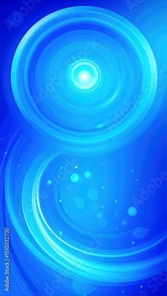 Obraz A vibrant blue background adorned with various sizes of white circles and twinkling stars, creating a whimsical and dreamy atmosphere.