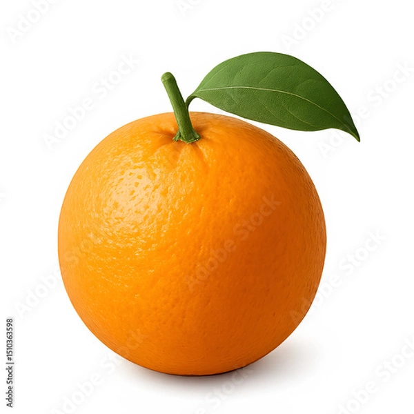 Obraz orange with leaf isolated on a transparent background