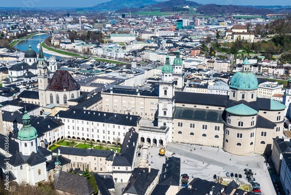 Fototapeta Elevated view of the city of Salzburg in Austria