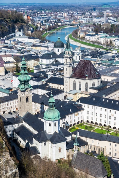 Fototapeta Overview of the city of Salzburg in Austria