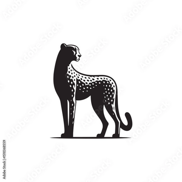 Fototapeta **"Dynamic Cheetah Vector Silhouette: Sleek Wild Cat Design Featuring Streamlined Body, Long Tail, and Running Pose in Clean, Minimalist Style for Crafts and Digital Artwork"**
