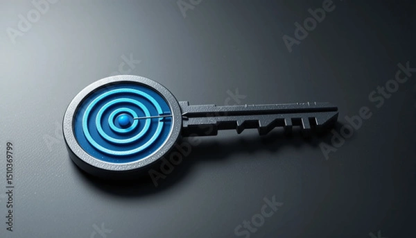 Fototapeta key with target. Icon of key points