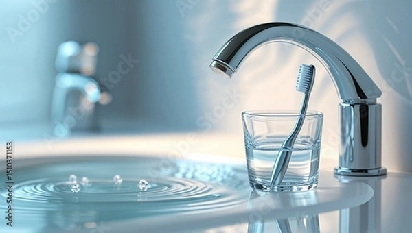 Obraz water flowing from faucet