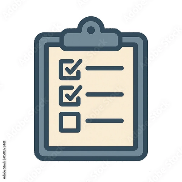 Fototapeta Clipboard with Checklist – Flat Vector Icon Illustration