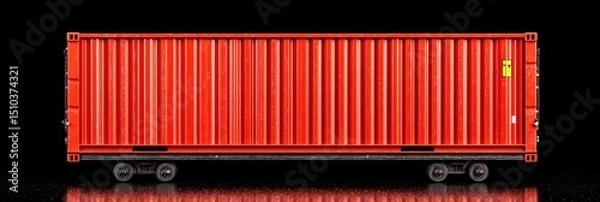 Obraz Red Cargo Container on Dark Background