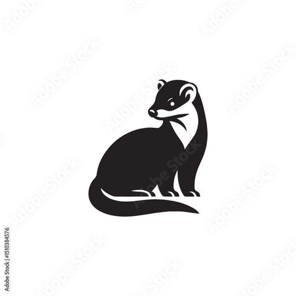 Fototapeta **"Mysterious Civet Vector Silhouette: Sleek Nocturnal Mammal Design Featuring Long Body, Striped Tail, and Stealthy Stance in Clean, Minimalist Style for Crafts and Digital Art"**
