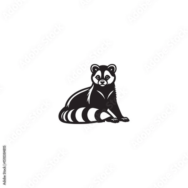 Fototapeta **"Mysterious Civet Vector Silhouette: Sleek Nocturnal Mammal Design Featuring Long Body, Striped Tail, and Stealthy Stance in Clean, Minimalist Style for Crafts and Digital Art"**
