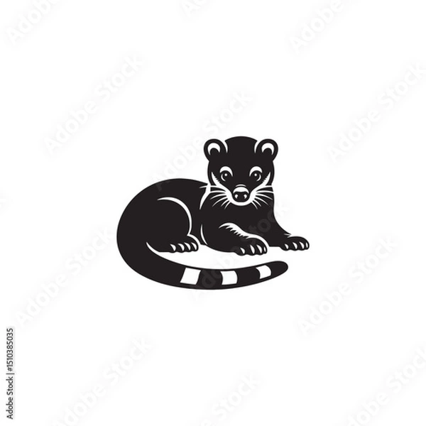 Fototapeta **"Mysterious Civet Vector Silhouette: Sleek Nocturnal Mammal Design Featuring Long Body, Striped Tail, and Stealthy Stance in Clean, Minimalist Style for Crafts and Digital Art"**
