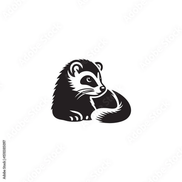 Fototapeta **"Mysterious Civet Vector Silhouette: Sleek Nocturnal Mammal Design Featuring Long Body, Striped Tail, and Stealthy Stance in Clean, Minimalist Style for Crafts and Digital Art"**
