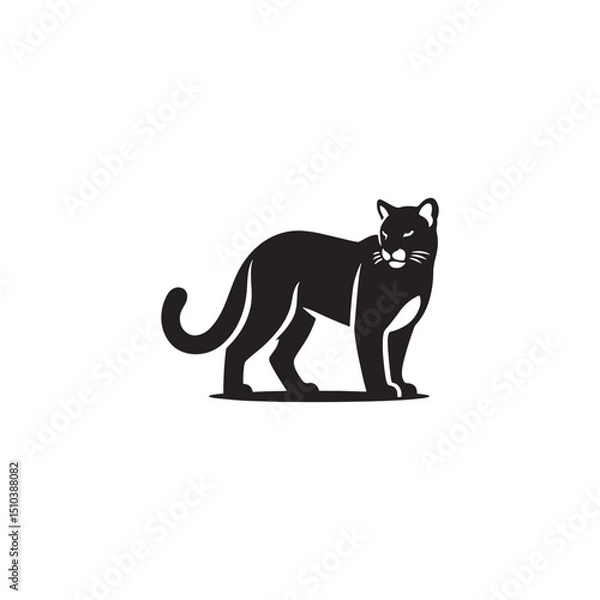 Fototapeta **"Powerful Cougar Vector Silhouette: Majestic Mountain Lion Design Featuring Muscular Build, Long Tail, and Stealthy Pose in Clean, Minimalist Style for Crafts and Digital Art"**

