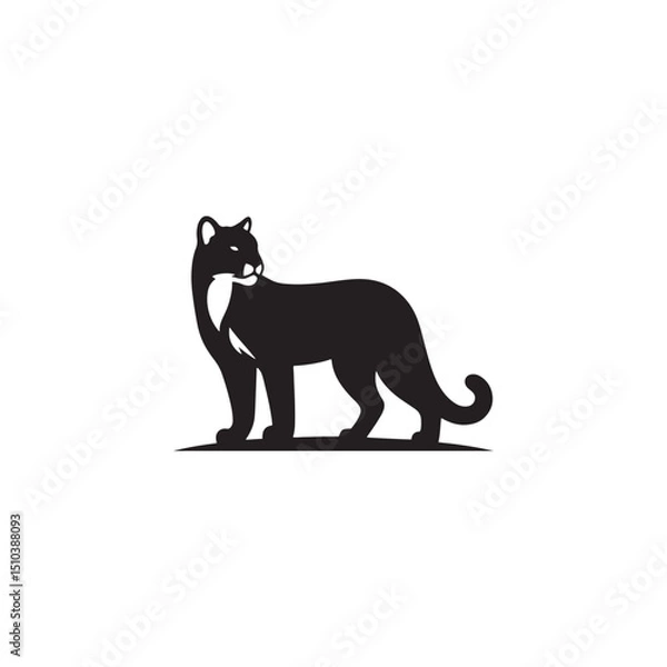 Fototapeta **"Powerful Cougar Vector Silhouette: Majestic Mountain Lion Design Featuring Muscular Build, Long Tail, and Stealthy Pose in Clean, Minimalist Style for Crafts and Digital Art"**
