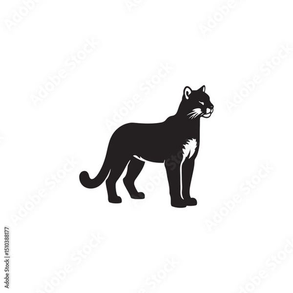 Fototapeta **"Powerful Cougar Vector Silhouette: Majestic Mountain Lion Design Featuring Muscular Build, Long Tail, and Stealthy Pose in Clean, Minimalist Style for Crafts and Digital Art"**
