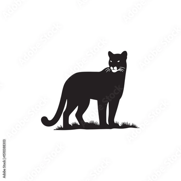 Fototapeta **"Powerful Cougar Vector Silhouette: Majestic Mountain Lion Design Featuring Muscular Build, Long Tail, and Stealthy Pose in Clean, Minimalist Style for Crafts and Digital Art"**
